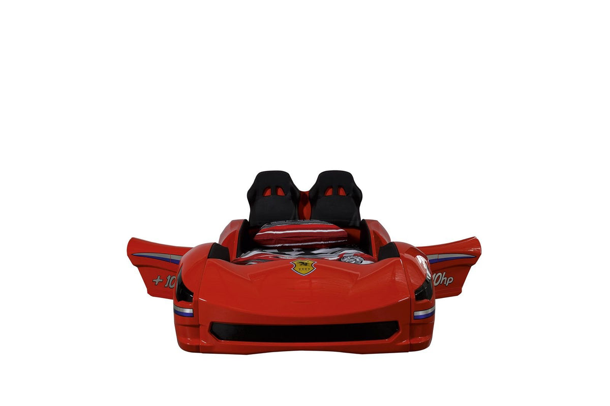 Ferrari-Inspired Red Race Car Bed for Kids - Majestic Beds