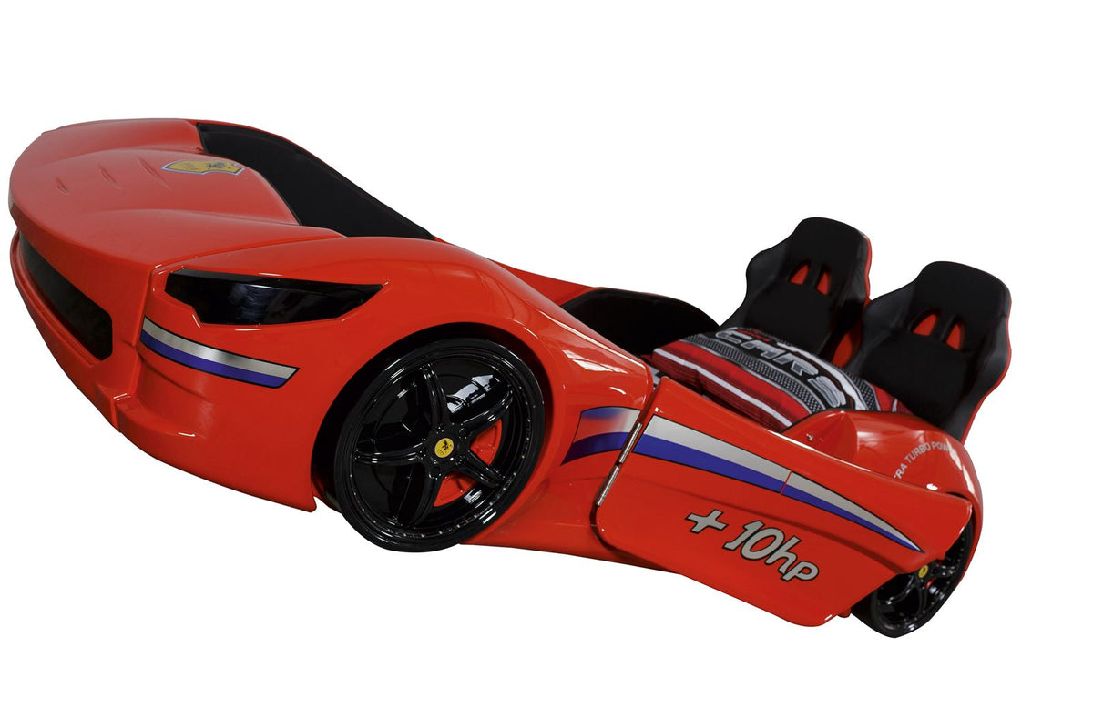 Ferrari-Inspired Red Race Car Bed for Kids - Majestic Beds