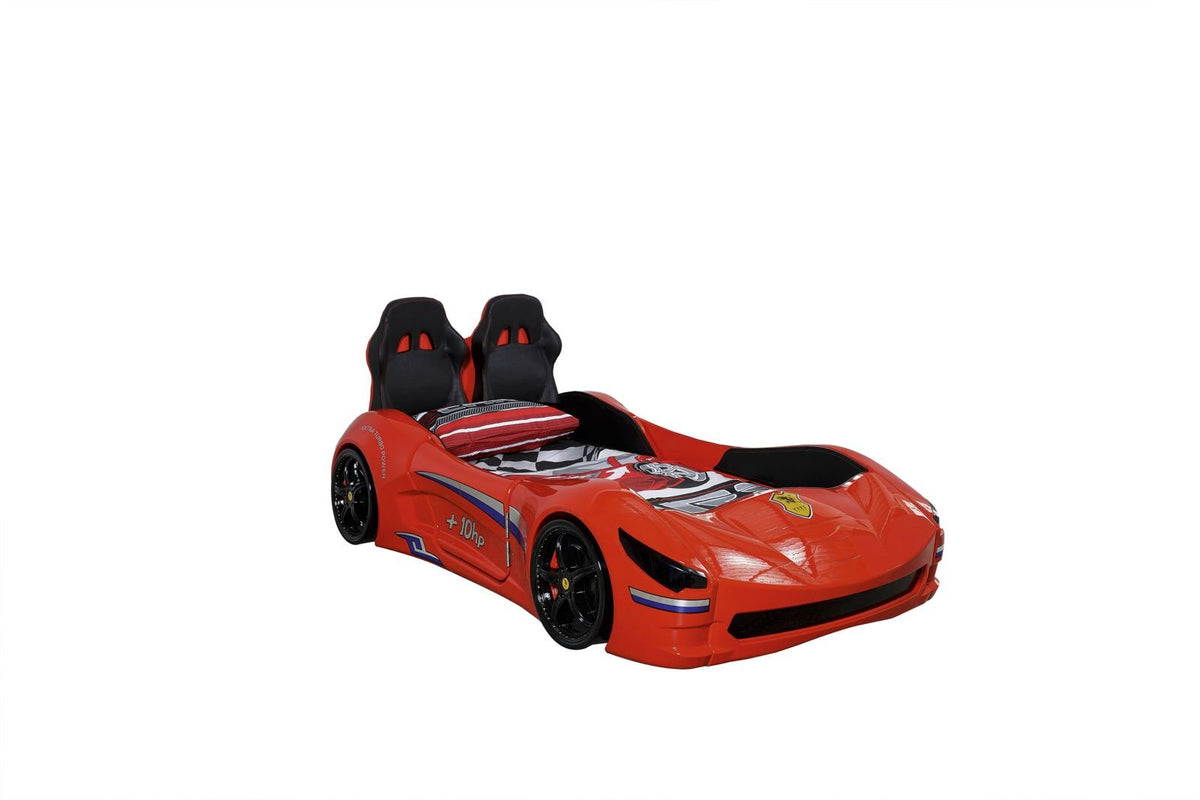 Ferrari-Inspired Red Race Car Bed for Kids - Majestic Beds