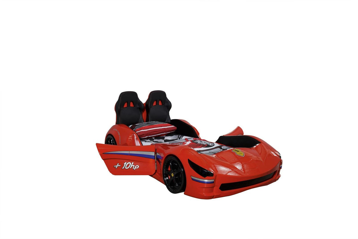 Ferrari-Inspired Red Race Car Bed for Kids - Majestic Beds