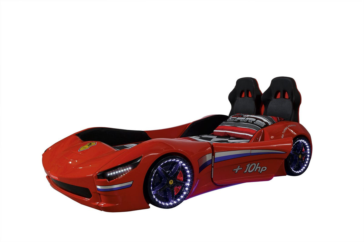 Ferrari-Inspired Red Race Car Bed for Kids - Majestic Beds