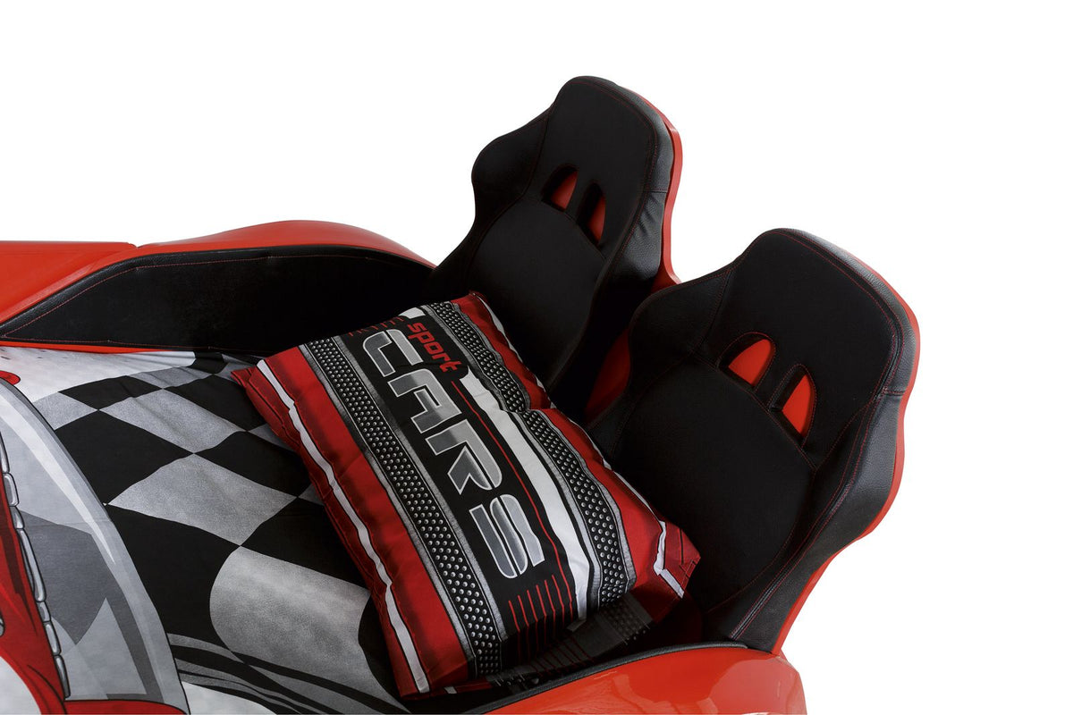 Ferrari-Inspired Red Race Car Bed for Kids - Majestic Beds
