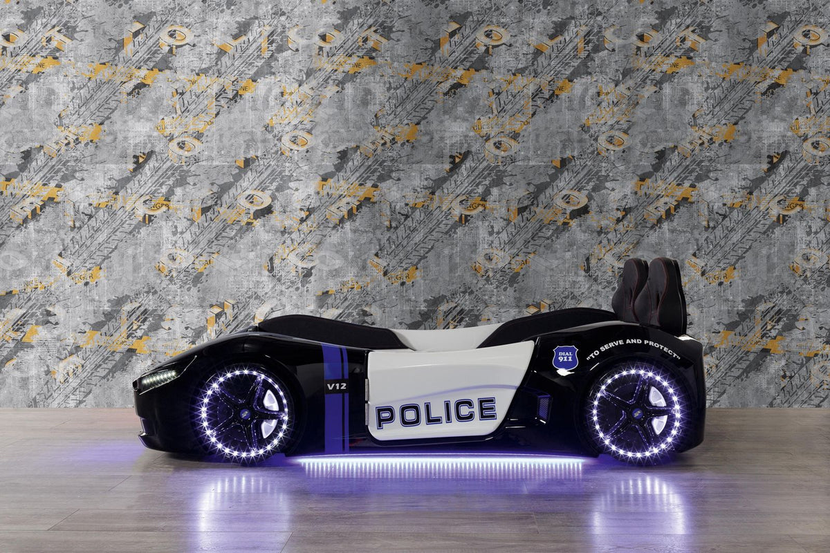 Kids’ Police Car Bed with LED Lights & Opening Doors (Copy) - Majestic Beds