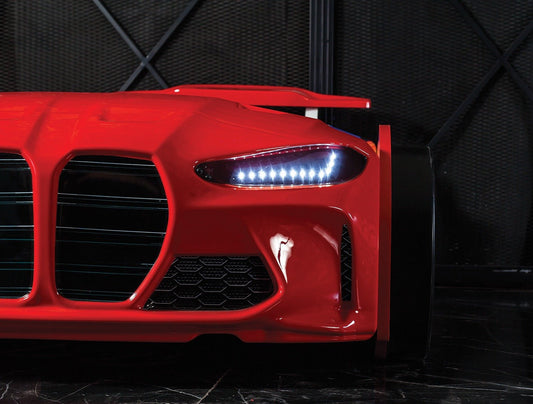 Kids’ Red Racing Car Bed with LED Headlights - Majestic Beds