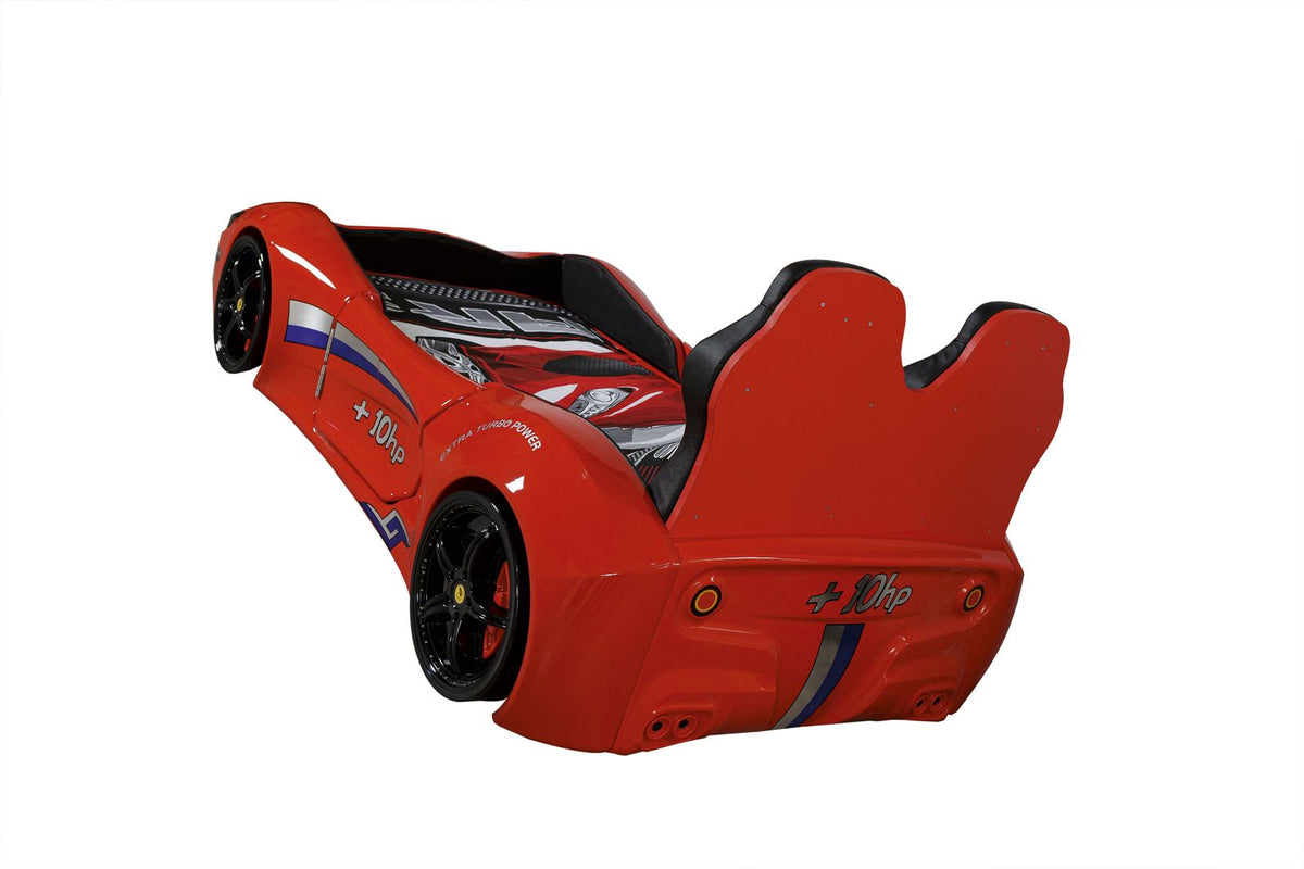 Kids’ Red Racing Car Bed with LED Headlights - Majestic Beds