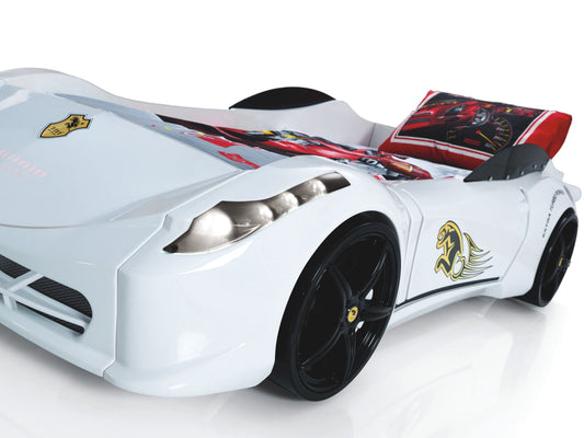 White Ferrari Race Car Bed for - Majestic Beds