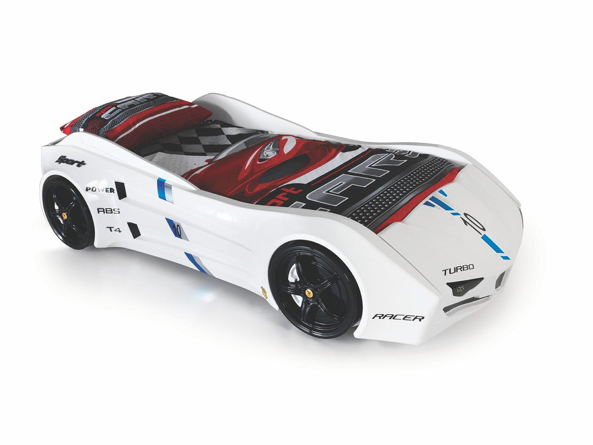 White Ferrari Race Car Bed for - Majestic Beds