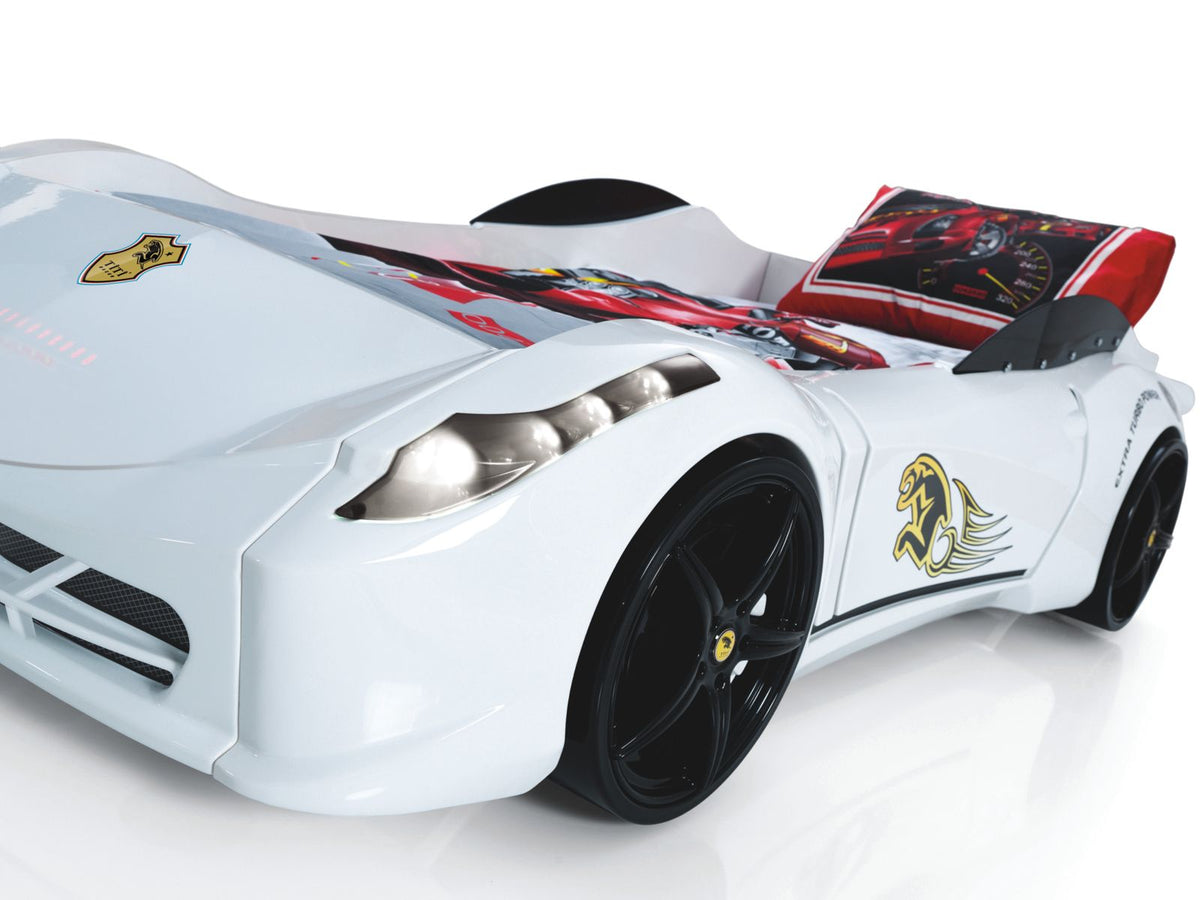 White Ferrari Race Car Bed for - Majestic Beds