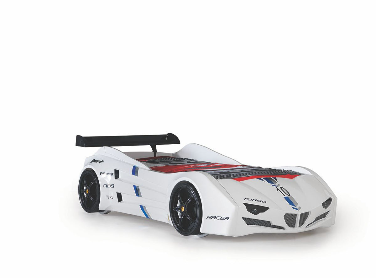 White Ferrari Race Car Bed for - Majestic Beds