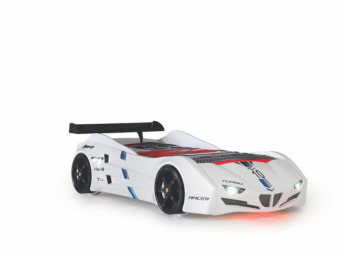 White Ferrari Race Car Bed for - Majestic Beds