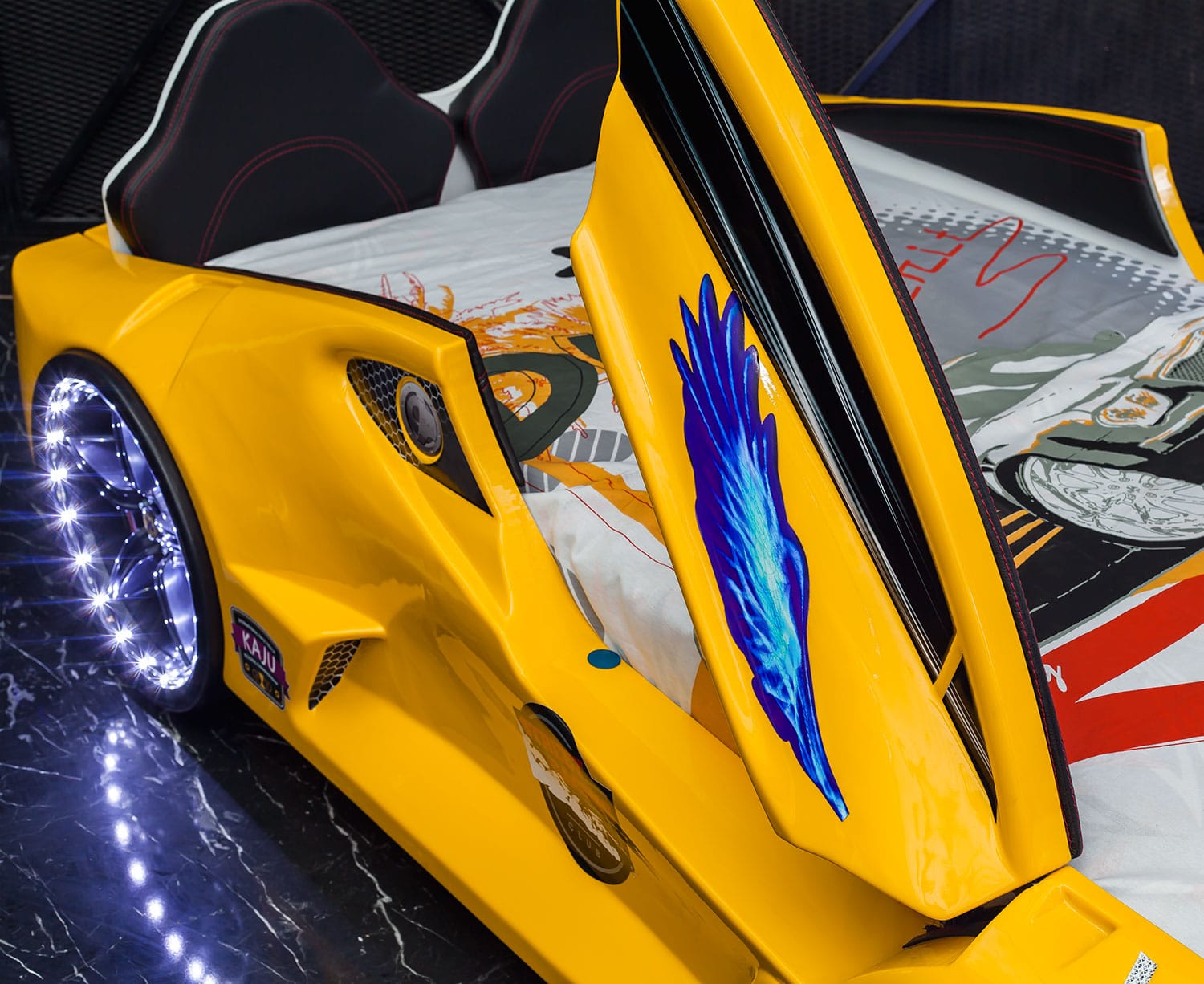 Yellow Lamborghini Race Car Bed - Majestic Beds